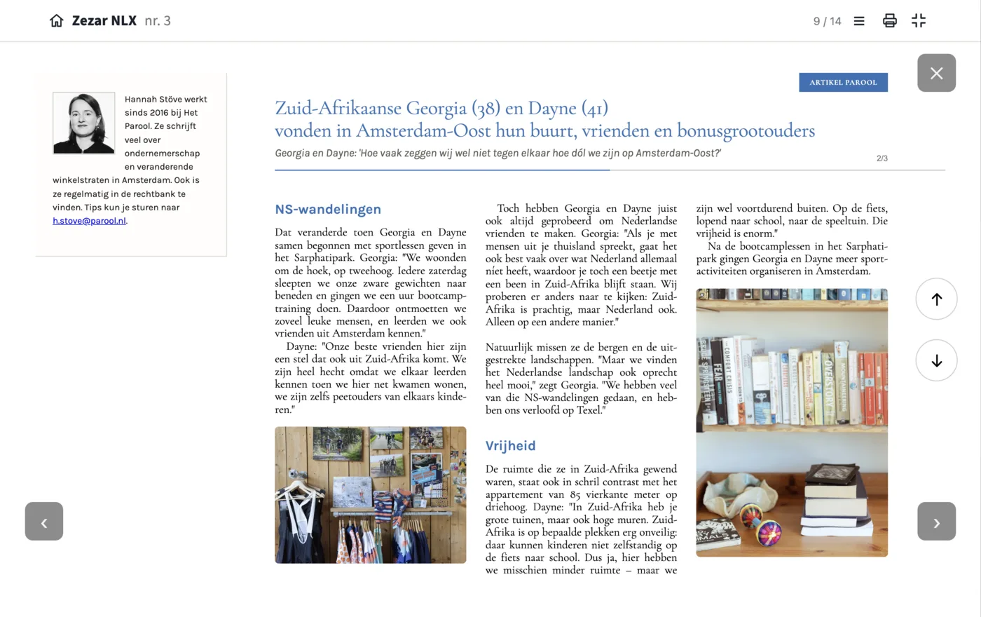 Tweede pagina van een NLX-artikel met tussenkoppen en foto's