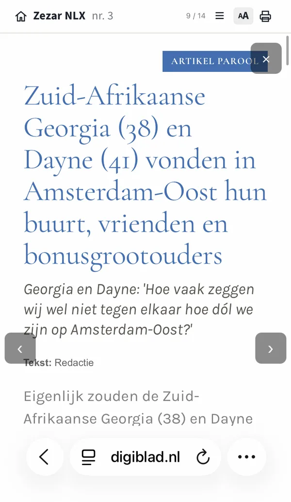 NLX-artikel op een telefoon: kop en intro