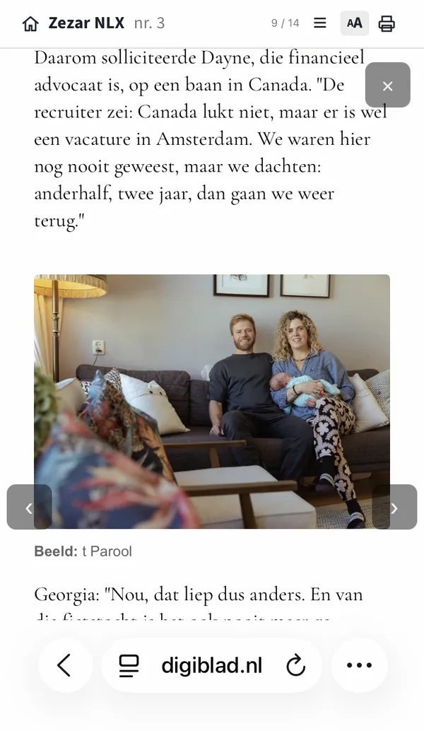 NLX-artikel op een telefoon: tekst met foto