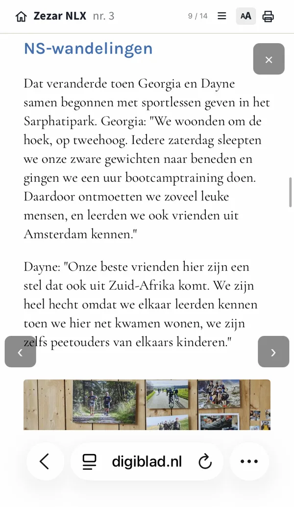 NLX-artikel op een telefoon: tussenkop en tekst