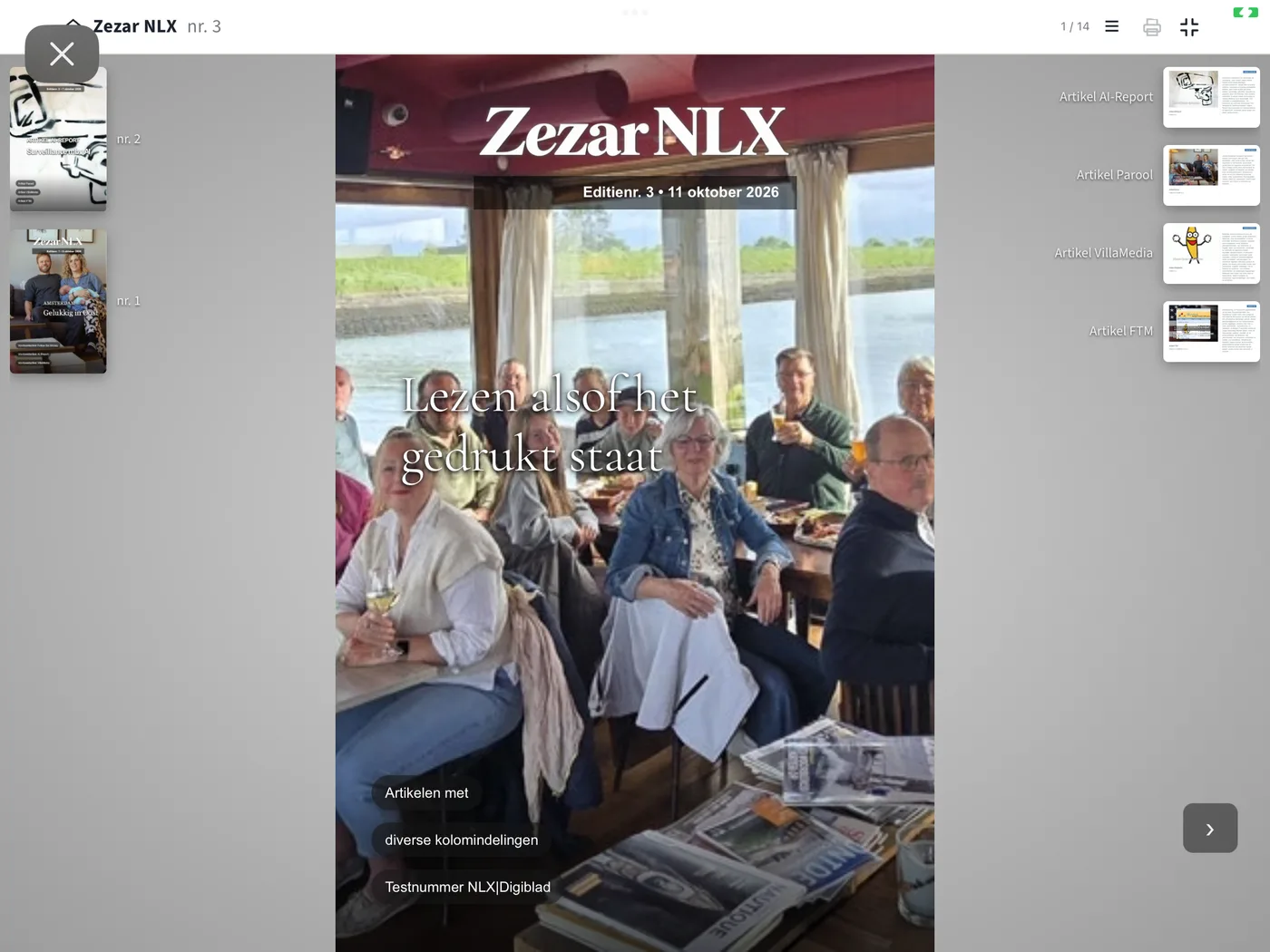 Cover van een Digiblad op een tablet