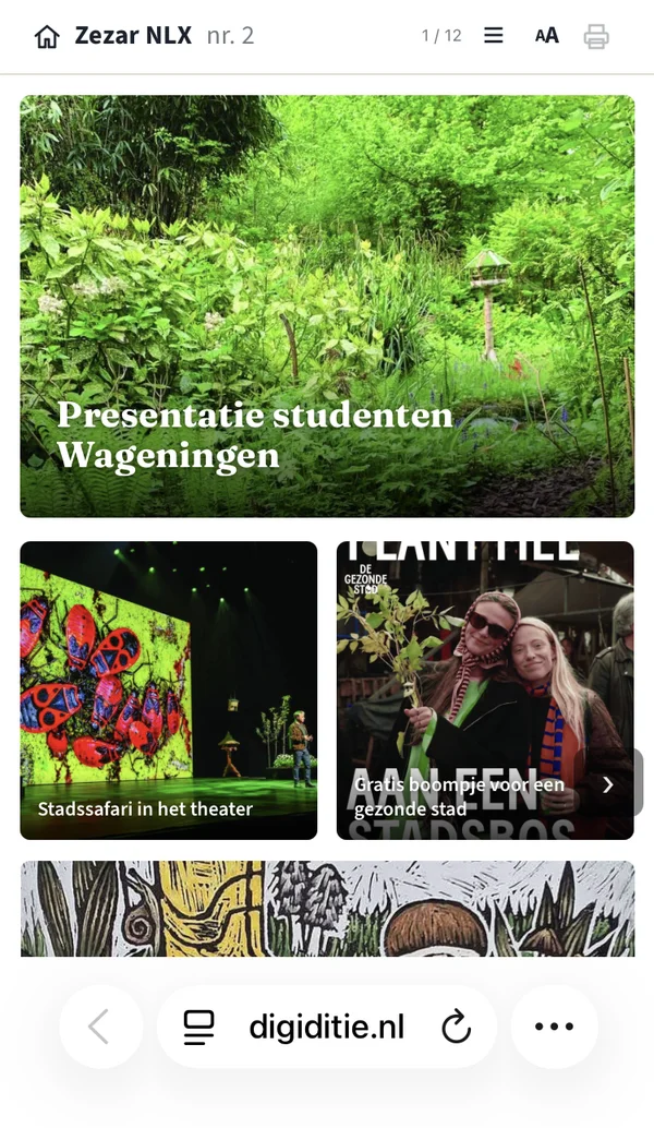 NLX op een telefoon: cover met grote foto en berichten